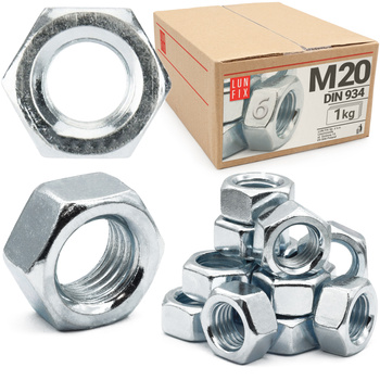 Nakrętka DIN 934 M20 kl 6 ocynk (1kg)