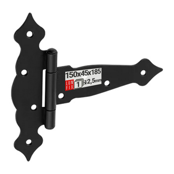 Ozdobny zawias trójkątny czarny 150x45x185x2,5 ZTO