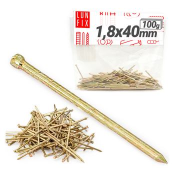 Gwoździe stolarskie ocynk 1,8x40 żółte (pak100g)