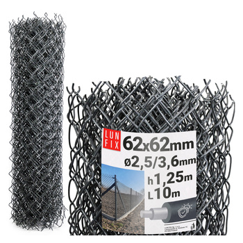Siatka plec 62*62 fi 2,5/3,6mm h125cm czar (10mb)