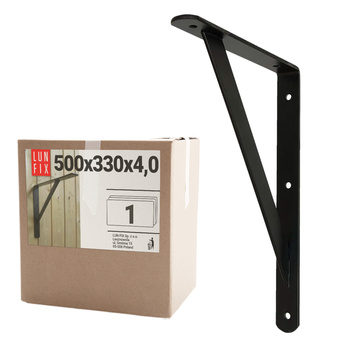 Wspornik półki wzmacniany czarny 500x330x4 (1szt)