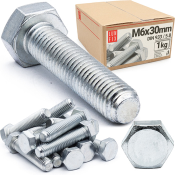 Śruba M06-030 ocynk DIN 933 kl 5.8 (1kg)