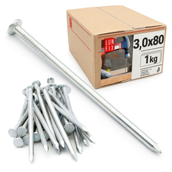 Gwoździe budowlane ocynkowane 3,0x80 mm 1kg