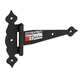 Ozdobny zawias trójkątny czarny 200x50x190x2,5 ZTO