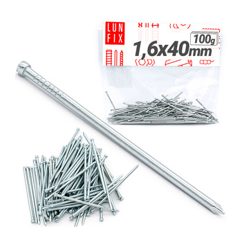 Gwoździe stolarskie oc 1,6x40 m łeb srebr (0,1kg)