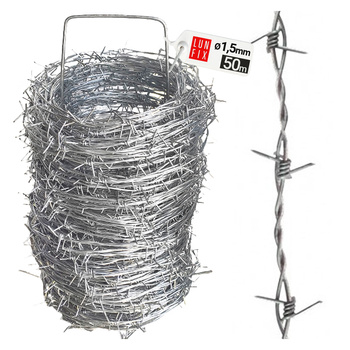 Drut kolczasty dwuzylowy 1,5, 50mb (1rol)