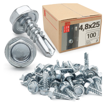 Wkręty samowiercące 4,8x25 łeb 6-kątny DIN7504 ocynk 100szt.