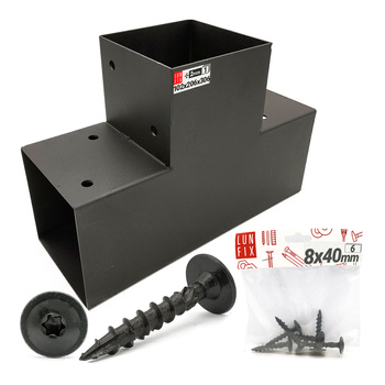 Zestaw łącznik kantówki 10x10cm kształt T z wkrętami 8x40 mm