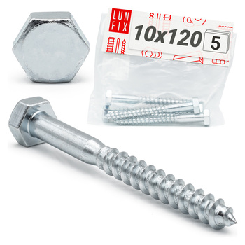 Wkret z łbem 6kat OC DIN571 M10x120 (5szt)