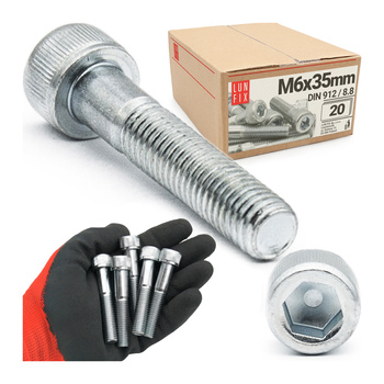 Śruby imbusowe M6x35 ocynkowane DIN912 klasa 8.8 20szt