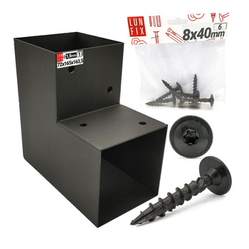 Zestaw łącznik kantówki 7x7cm kształt L z wkrętami 8x40 mm