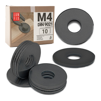 Podkładka okrągła M4 powiększona czarny ocynk DIN9021 10szt.