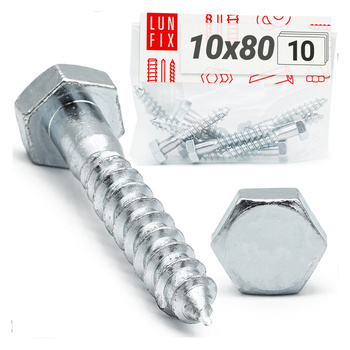 Wkret z łbem 6kat OC DIN571 M10x80 (10 szt.)