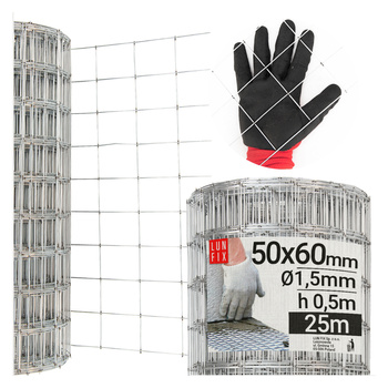 Siatka zgrzew (zbroje scian) 50x60 fi1,5 h0,5x25m