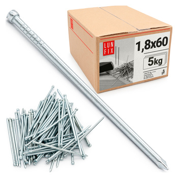 Gwoździe stolarskie ocynk-srebrne 1,8x60 m łeb (pak 5kg)