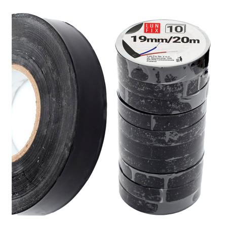 Taśma izolacyjna PVC czarna 19mm 20m 10szt.
