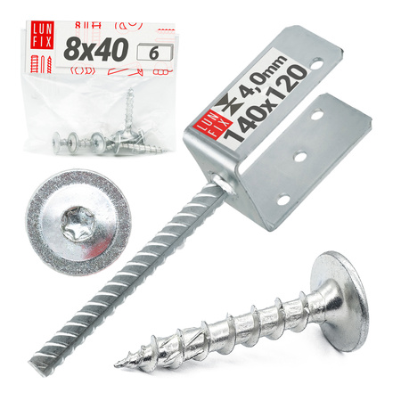 Zestaw podstawa słupa z prętem 140 mm + wkręty