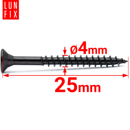 Wkręty uniwersalne 4x25 hartowane ocynkowane na czarno 1kg