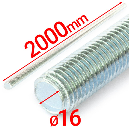 Pręt gwintowany szpilka M16 ocynkowany 2000 mm 10szt.
