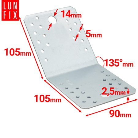 KLR5 katownik równoram 135st 105x105x90x2,5(1szt.)