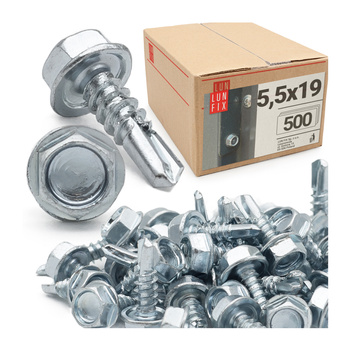 Wkręty samowiercące 5,5x19 łeb 6-kątny DIN7504 ocynk 500szt.