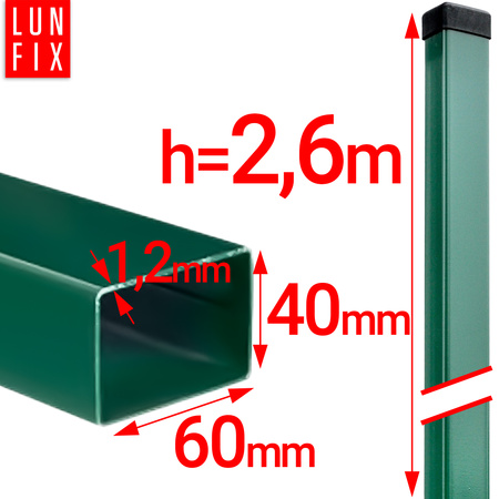 Slupek ogr ocynk 60x40x2600x1,2 zielon (1szt.)