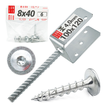 Zestaw podstawa słupa z prętem 100 mm + wkręty