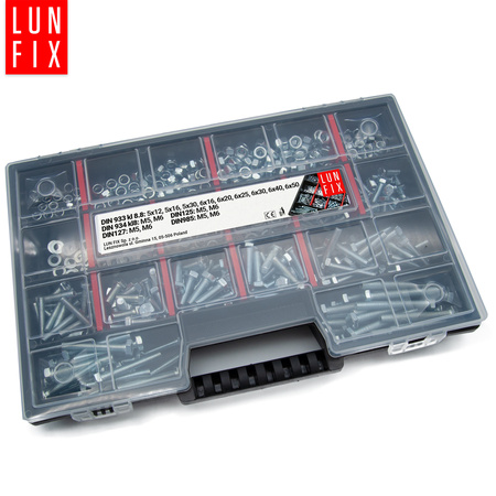 Zestaw śrub, nakrętek, podładek M5, M6 (540szt.)