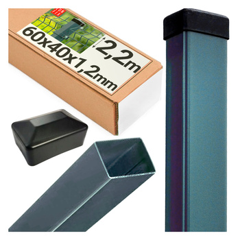 Słupek ogrodzeniowy 60x40 LUNBERG 60x40x2200 1,3mm grubości, grafitowy 220cm 2,2m
