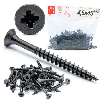 Wkręty uniwersalne 4,5x45 hartowane ocynkowane na czarno 1kg