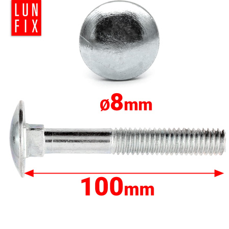 Śruby zamkowe M8x100mm ocynkowane łeb grzybkowy 1kg