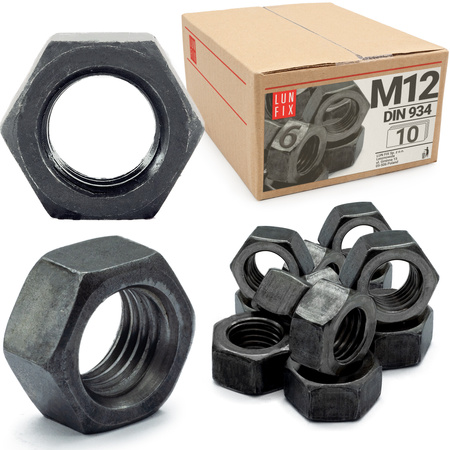 Nakrętka sześciokątna M12 DIN 934 klasa 6 czarna 10szt.
