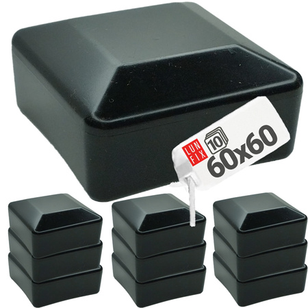 Nasadka na słupek 60x60 mm czarna daszek 10szt.
