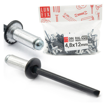 Nit alu stal zrywalny DIN7337 4,8x12 9005 (100szt)