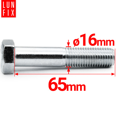 Śruba M16-065 ocynk DIN 931 kl 8.8 (1kg)