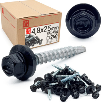 Wkret sam EPDM 4,8x25 9005 czarny (250szt)