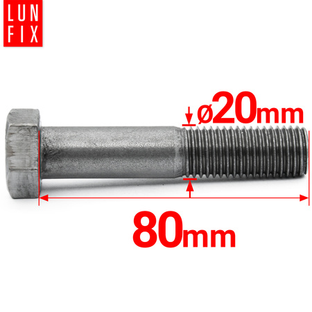 Śruba M20-080 DIN 931 kl 5.8 (1kg)