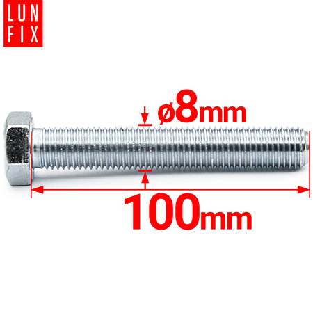 Śruba M8-100 ocynk DIN 933 kl 8.8