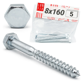 Wkret z łbem 6kat OC DIN571 M8x160 (5szt)