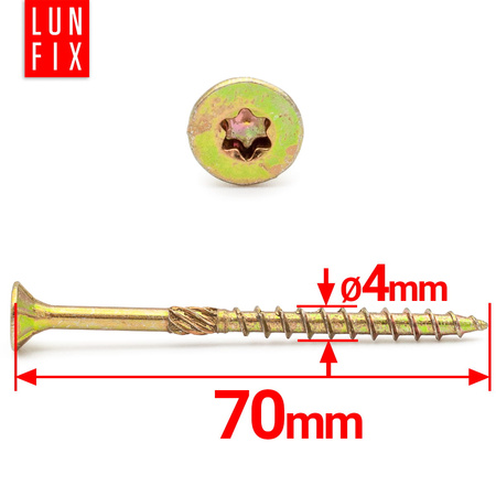 Wkręty ciesielskie stożkowe 4x70 do drewna KMWHT 250szt.