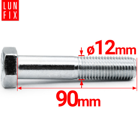 Śruba sześciokątna M12x90 ocynk DIN 931 klasa 8.8 półgwint 1kg