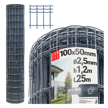 Siatka zgrzew 100*50 fi 2,5 PCV antra h1,2m (25mb)
