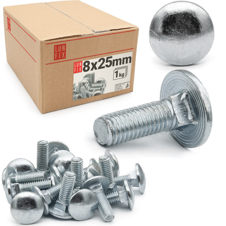 Śruby zamkowe M8x25mm ocynkowane łeb grzybkowy 1kg