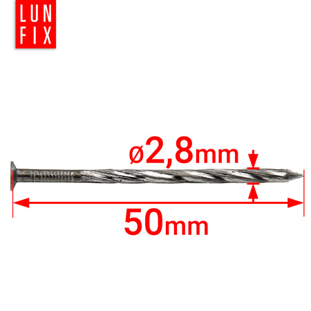 Gwoździe skręcane 2,8x50 mm 2 cale czarne 1kg