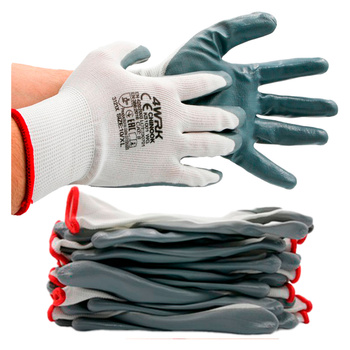 Rękawice robocze białe szar nitryl 8-M 12szt (1op)