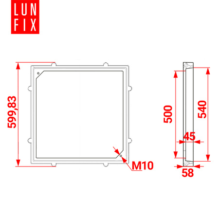 Właz kwadratowy czarny 500x500 (1szt.)