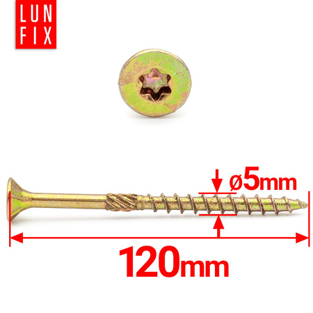 Wkręty ciesielskie stożkowe 5x120 do drewna KMWHT 100szt.