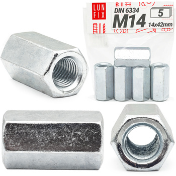 Nakrętka przedłużana 6kat M14x42 oc (5szt)