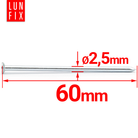 Gwoździe budowlane 2,5x60 mm 2,5" ocynkowane 1kg
