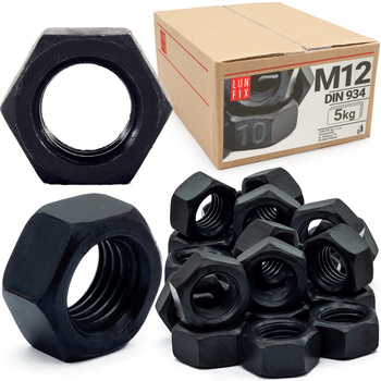 Nakrętka DIN 934 M12 kl 10 czarna (5 kg)